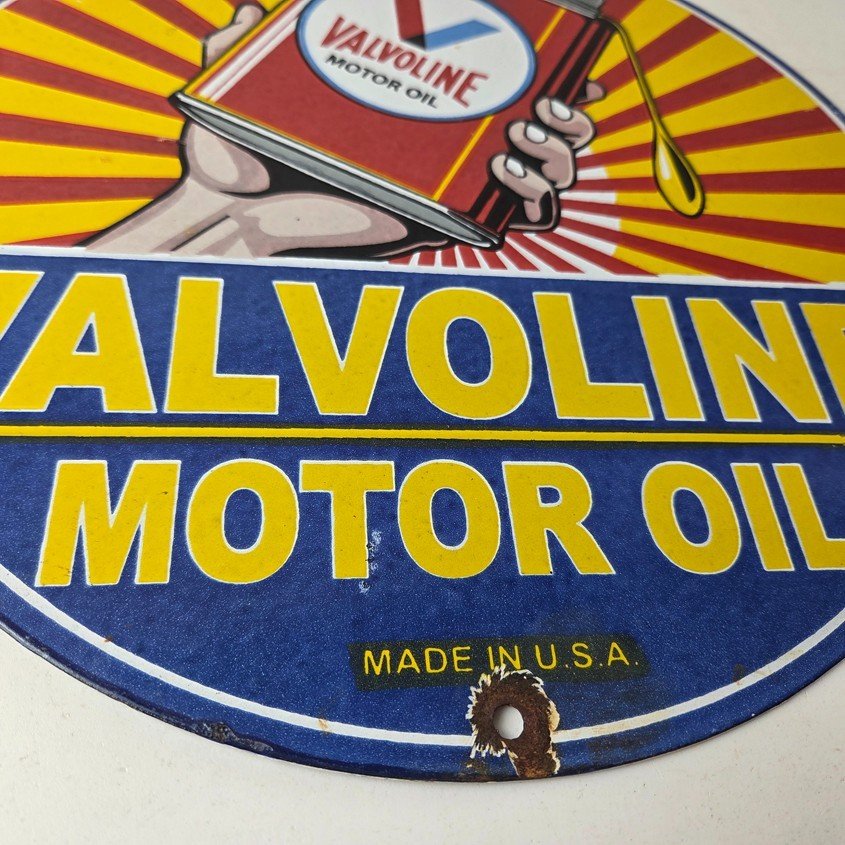 Vintage Valvoline Motor Oil Sign - Gas Service Station Porcelain Ad Sign - Image 11