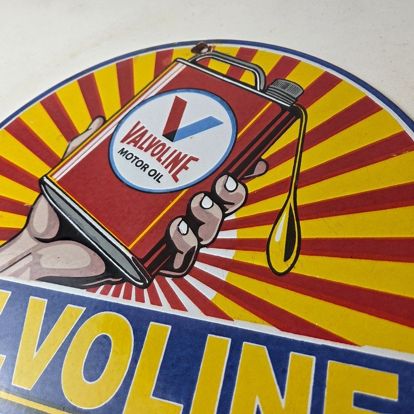 Vintage Valvoline Motor Oil Sign - Gas Service Station Porcelain Ad Sign - Image 12