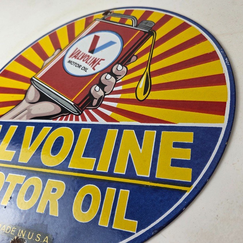 Vintage Valvoline Motor Oil Sign - Gas Service Station Porcelain Ad Sign - Image 13