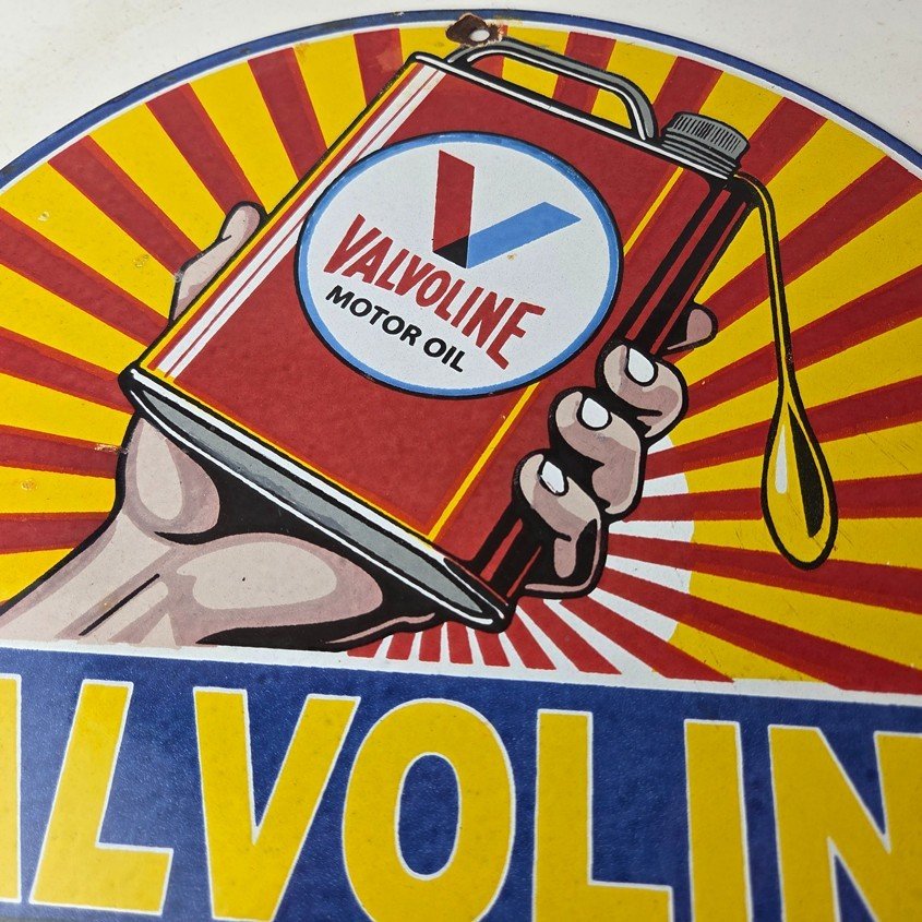 Vintage Valvoline Motor Oil Sign - Gas Service Station Porcelain Ad Sign - Image 3