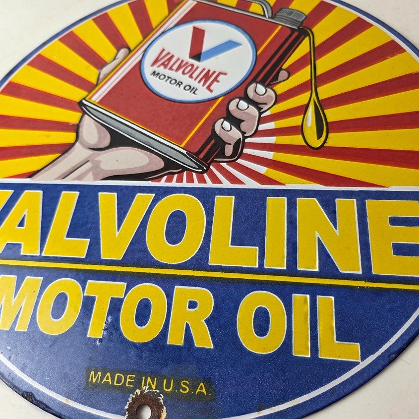 Vintage Valvoline Motor Oil Sign - Gas Service Station Porcelain Ad Sign - Image 4