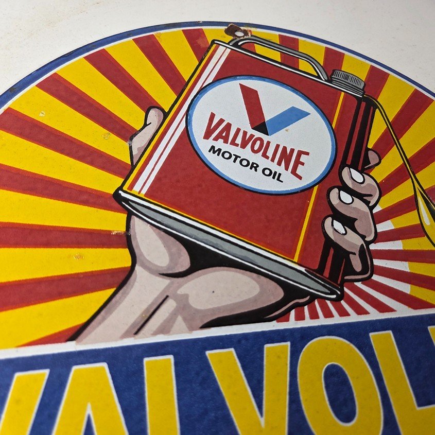 Vintage Valvoline Motor Oil Sign - Gas Service Station Porcelain Ad Sign - Image 5