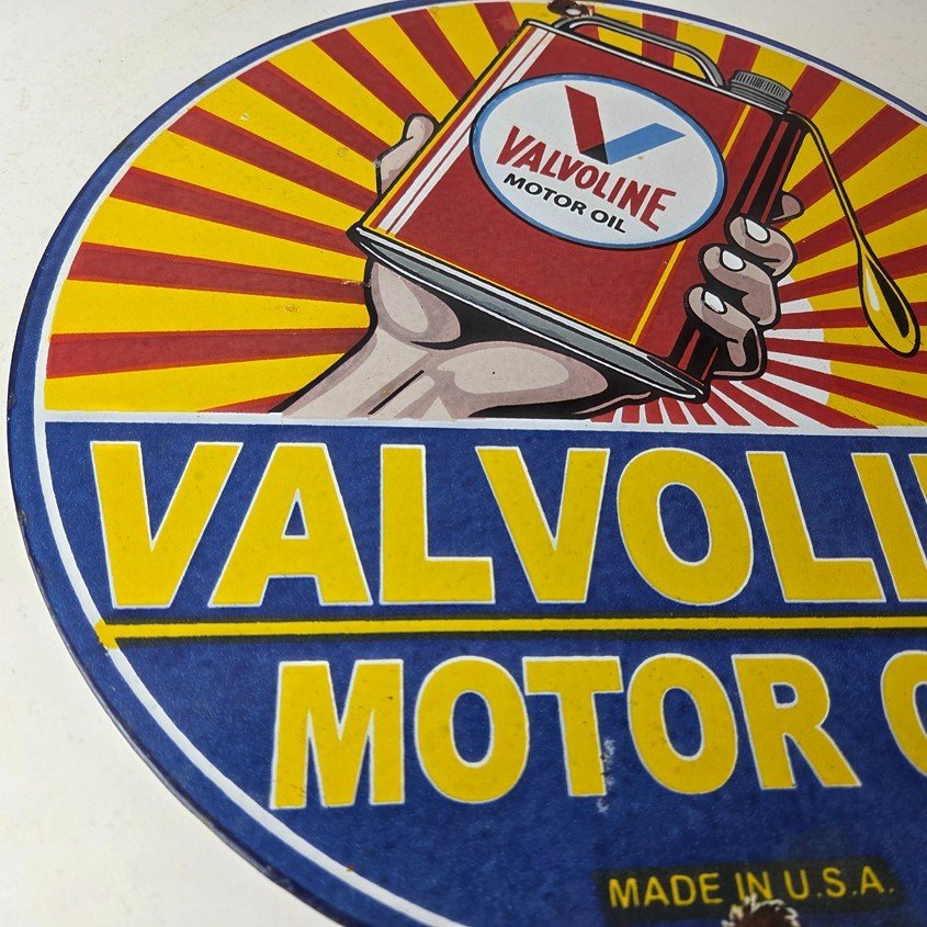 Vintage Valvoline Motor Oil Sign - Gas Service Station Porcelain Ad Sign - Image 6