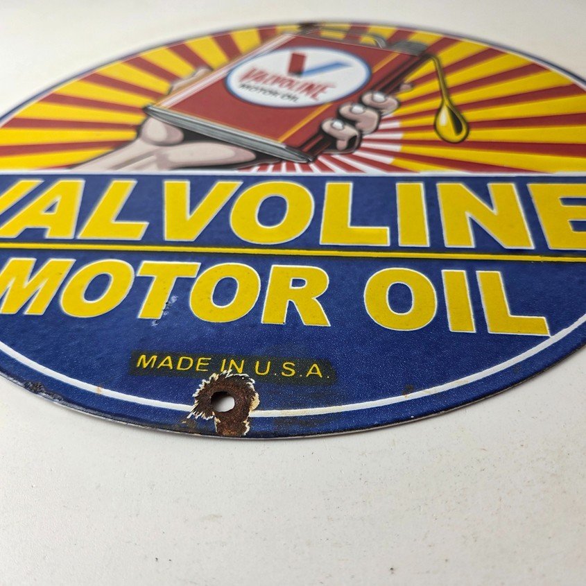 Vintage Valvoline Motor Oil Sign - Gas Service Station Porcelain Ad Sign - Image 10