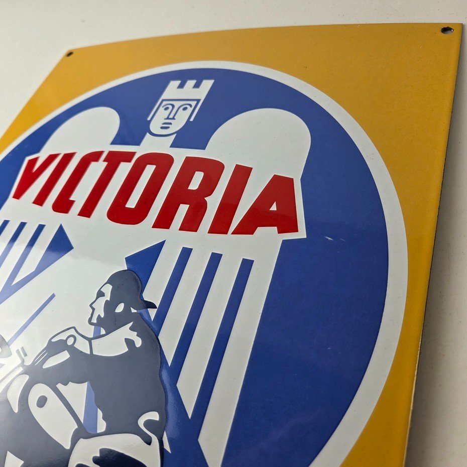 Vintage Victoria Motorcycles Sign - Authorized Dealership Bike Gas Pump Sign - Image 12