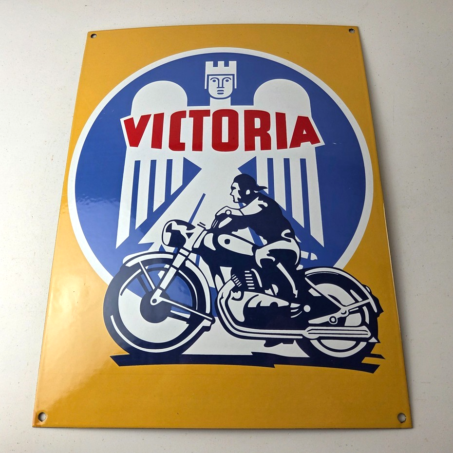 Vintage Victoria Motorcycles Sign - Authorized Dealership Bike Gas Pump Sign - Image 16