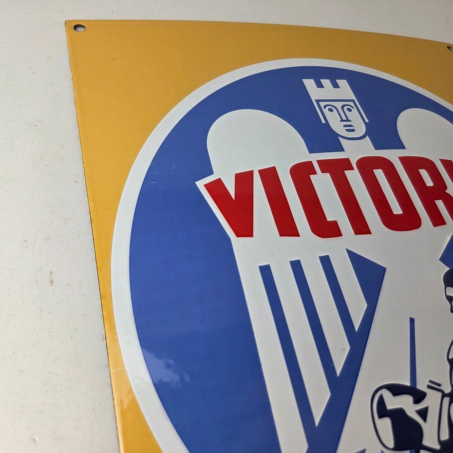 Vintage Victoria Motorcycles Sign - Authorized Dealership Bike Gas Pump Sign - Image 5