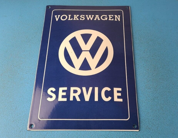 Vintage Volkswagen Sign Service Sales Automobile Gas Pump Porcelain Sign 305884971257