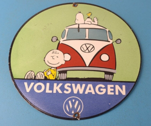 Vintage Volkswagen Sign VW Sales Automobile Gas Pump Porcelain Sign 306068709917