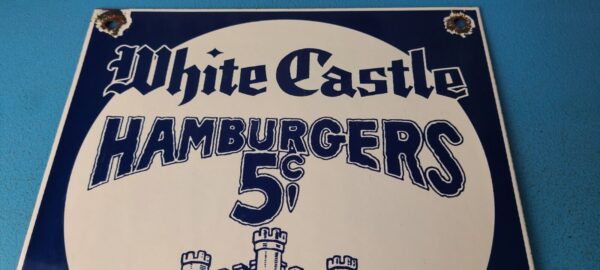 Vintage White Castle Porcelain Sign Food Burgers Restaurant Drive Thru Sign 305786720727 2