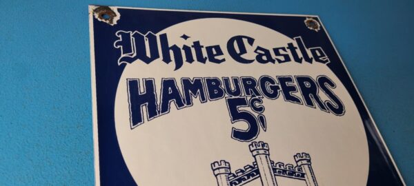 Vintage White Castle Porcelain Sign Food Burgers Restaurant Drive Thru Sign 305786720727 4