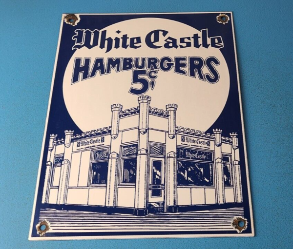 Vintage White Castle Porcelain Sign Food Burgers Restaurant Drive Thru Sign 305786720727