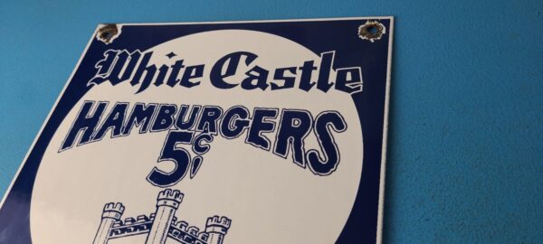 Vintage White Castle Porcelain Sign Food Burgers Restaurant Drive Thru Sign 305786720727 7