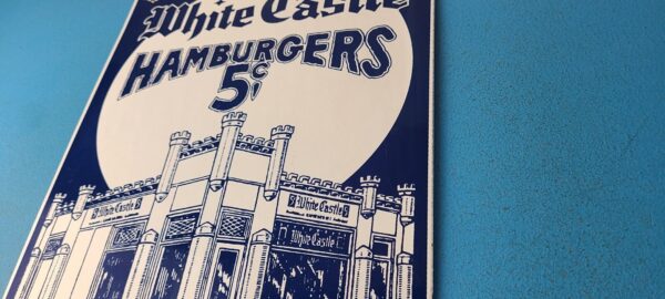 Vintage White Castle Porcelain Sign Food Burgers Restaurant Drive Thru Sign 305786720727 8