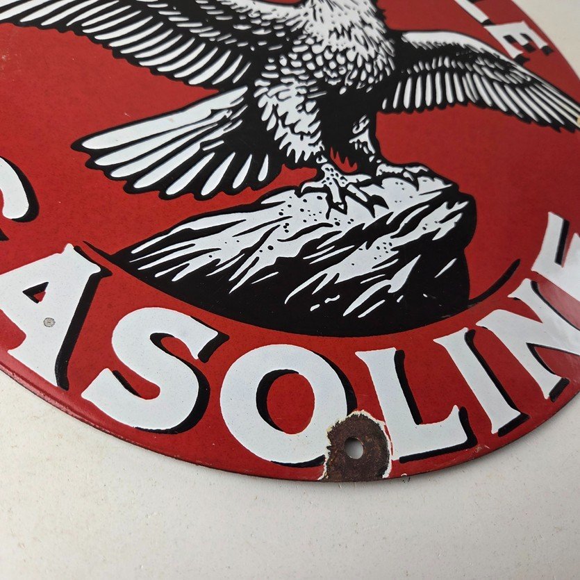 Vintage White Eagle Gasoline Sign - Gas Pump Station Porcelain Sign - Image 11