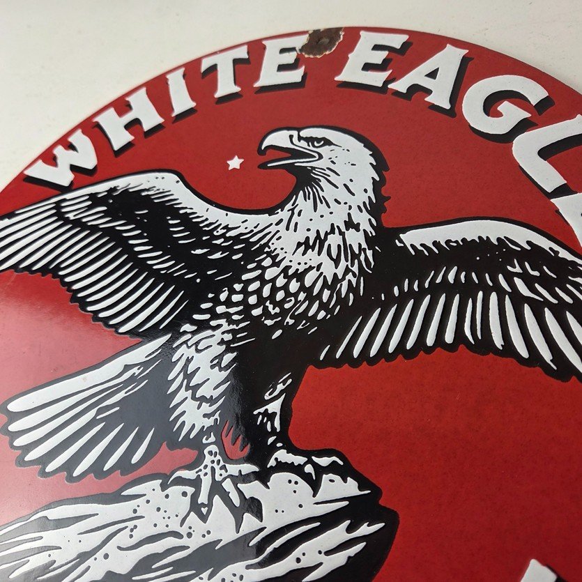 Vintage White Eagle Gasoline Sign - Gas Pump Station Porcelain Sign - Image 12
