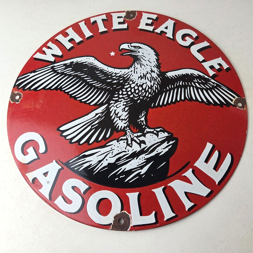 Vintage White Eagle Gasoline Sign - Gas Pump Station Porcelain Sign - Image 15