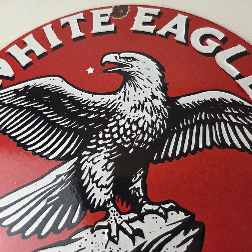 Vintage White Eagle Gasoline Sign - Gas Pump Station Porcelain Sign - Image 3
