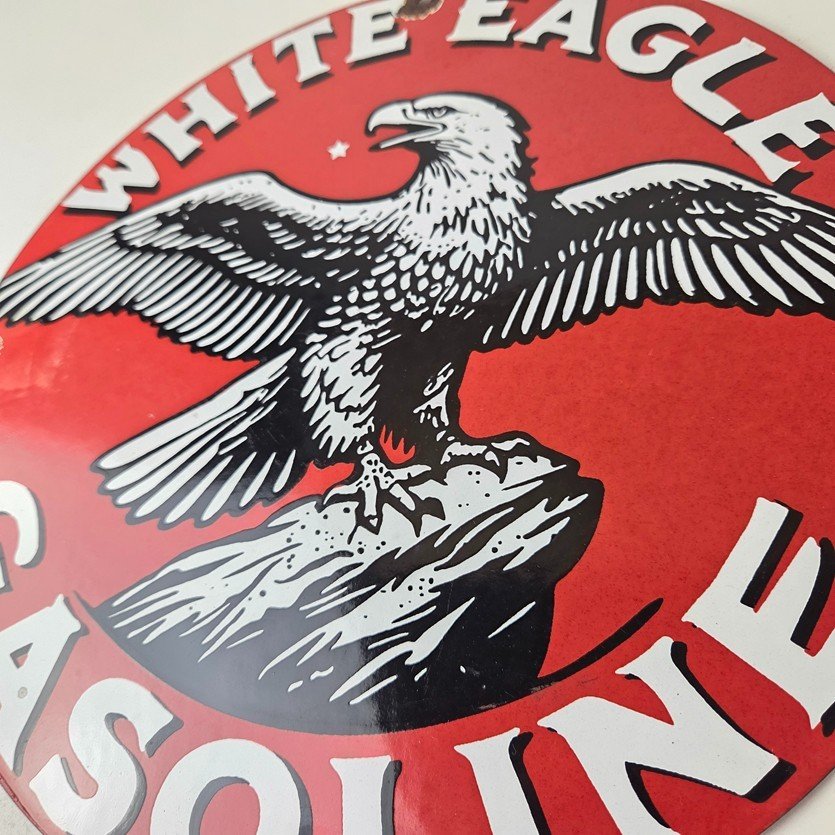 Vintage White Eagle Gasoline Sign - Gas Pump Station Porcelain Sign - Image 4