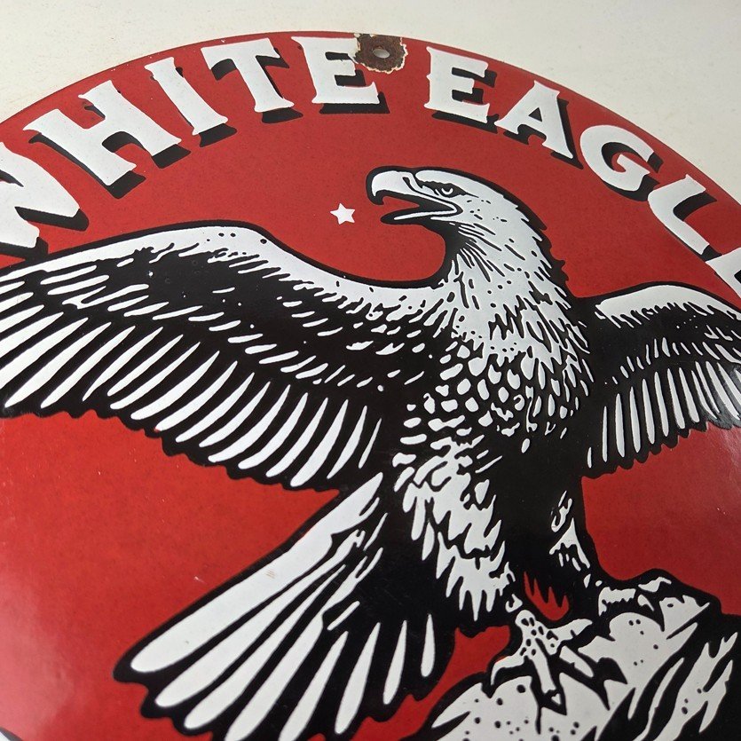Vintage White Eagle Gasoline Sign - Gas Pump Station Porcelain Sign - Image 5