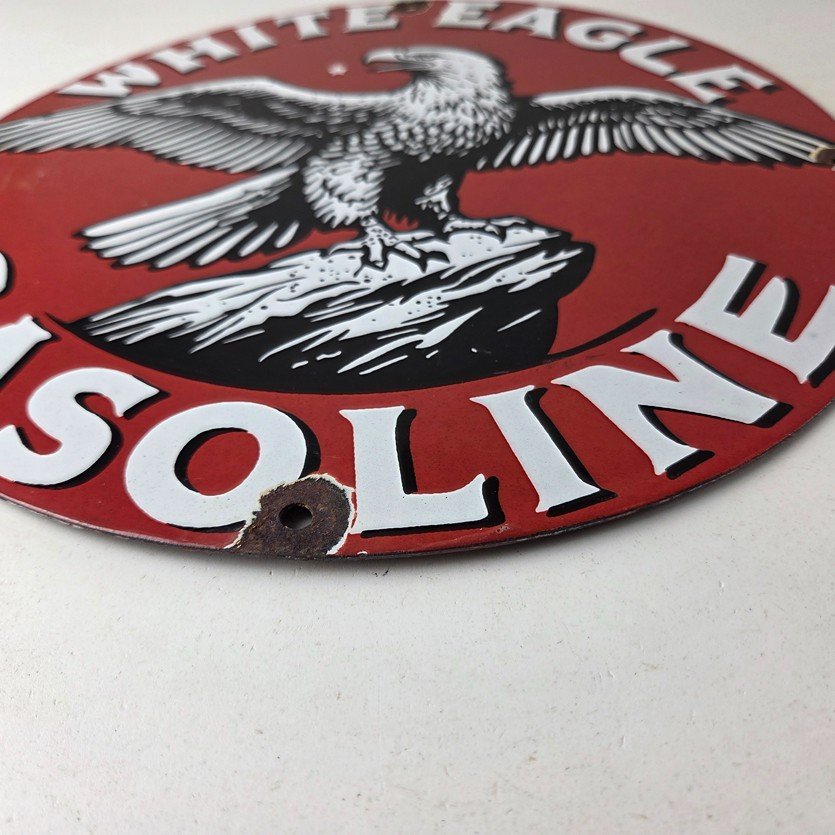 Vintage White Eagle Gasoline Sign - Gas Pump Station Porcelain Sign - Image 10