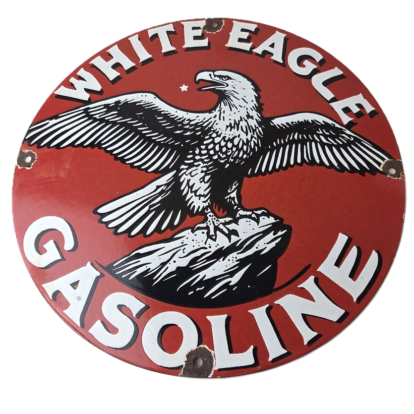 Vintage White Eagle Gasoline Sign - Gas Pump Station Porcelain Sign