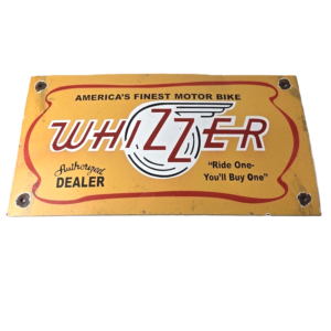 Vintage Whizzer Motor Bike Porcelain Sign - Gas Sales Service Station Sign