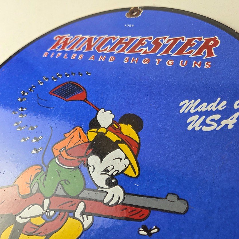 Vintage Winchester Sign - Disney Mickey Mouse Shot Gun Rifle Ammo Gas Pump Sign - Image 12