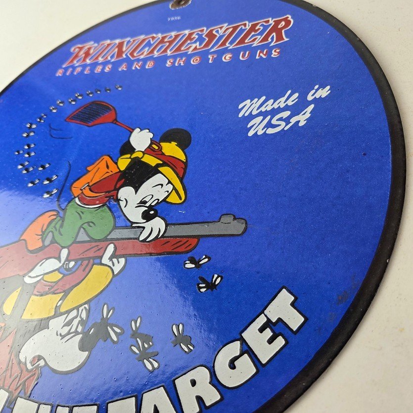 Vintage Winchester Sign - Disney Mickey Mouse Shot Gun Rifle Ammo Gas Pump Sign - Image 13