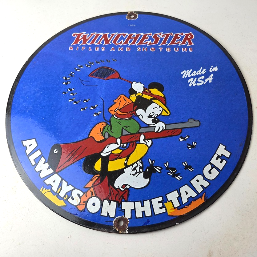 Vintage Winchester Sign - Disney Mickey Mouse Shot Gun Rifle Ammo Gas Pump Sign - Image 15