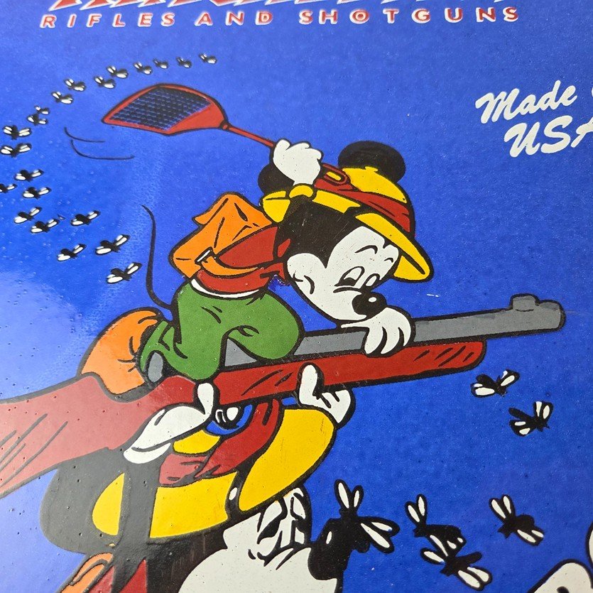 Vintage Winchester Sign - Disney Mickey Mouse Shot Gun Rifle Ammo Gas Pump Sign - Image 3
