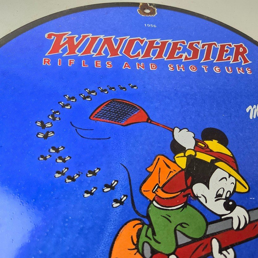 Vintage Winchester Sign - Disney Mickey Mouse Shot Gun Rifle Ammo Gas Pump Sign - Image 5