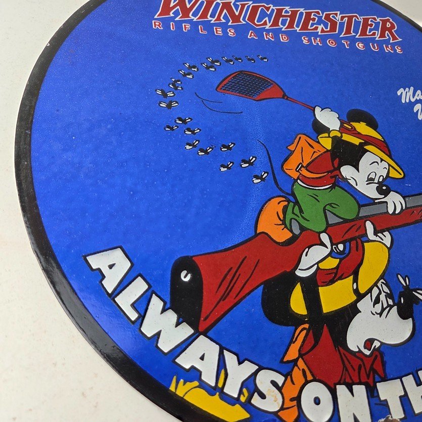 Vintage Winchester Sign - Disney Mickey Mouse Shot Gun Rifle Ammo Gas Pump Sign - Image 6