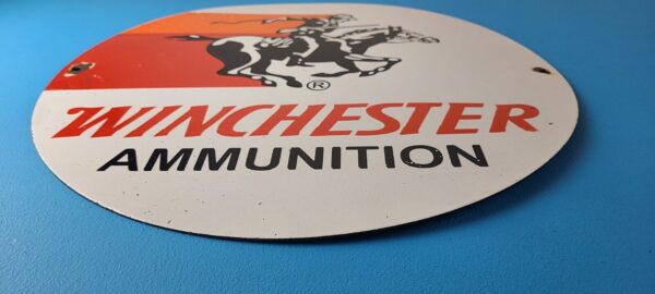 Vintage Winchester Sign LARGE Hunting Firearm Shot Gun Gas Pump Porcelain Sign 305538692287 10