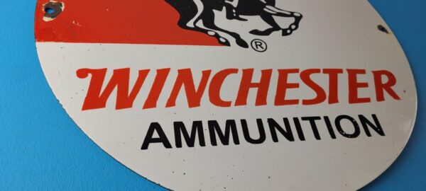 Vintage Winchester Sign LARGE Hunting Firearm Shot Gun Gas Pump Porcelain Sign 305538692287 6