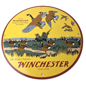 Vintage Winchester Sign - Porcelain Firearms Shot Gun Hunting Gas Oil Pump Sign