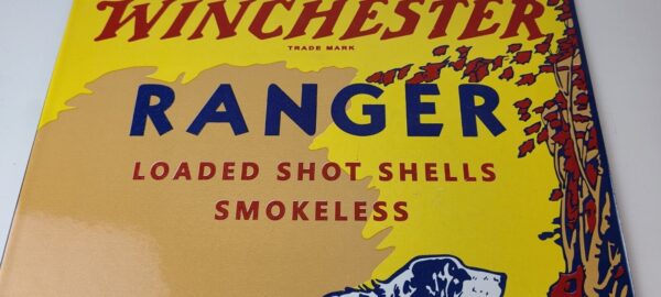 Vintage Winchester Sign Ranger Shot Gun Shells Hunting Gas Pump Porcelain Sign 305730134247 2