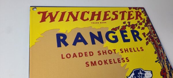 Vintage Winchester Sign Ranger Shot Gun Shells Hunting Gas Pump Porcelain Sign 305730134247 4