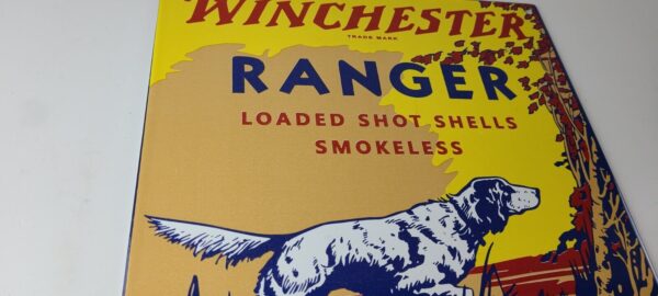 Vintage Winchester Sign Ranger Shot Gun Shells Hunting Gas Pump Porcelain Sign 305730134247 5