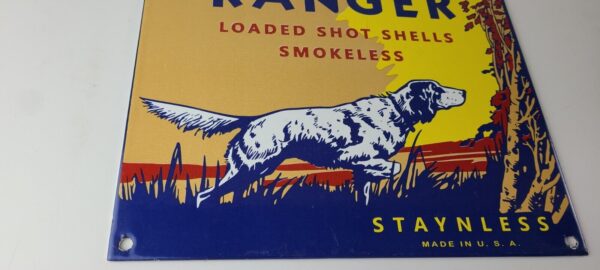 Vintage Winchester Sign Ranger Shot Gun Shells Hunting Gas Pump Porcelain Sign 305730134247 6