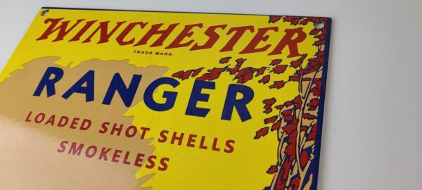 Vintage Winchester Sign Ranger Shot Gun Shells Hunting Gas Pump Porcelain Sign 305730134247 7