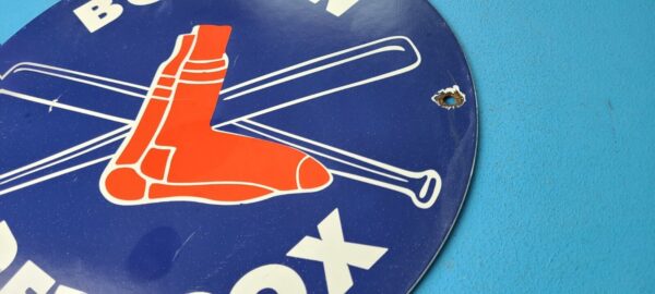 VINTAGE BOSTON RED SOX PORCELAIN MAJOR LEAGUE BASEBALL FIELD STADIUM SIGN 305781337028 8