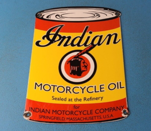 VINTAGE INDIAN MOTORCYCLES PORCELAIN GAS CHIEF SERVICE STATION QUART CAN SIGN 305876661868