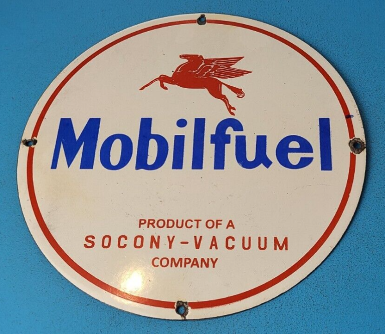 VINTAGE MOBIL MOBILFUEL PORCELAIN SOCONY VACUUM GAS SERVICE STATION PUMP SIGN 306079959998