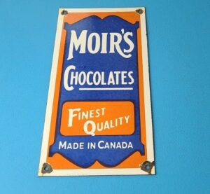 VINTAGE MOIRS CHOCOLATE PORCELAIN QUALITY GAS PUMP GENERAL STORE CANDY SIGN 305087084818
