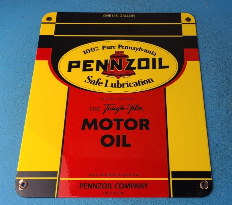 VINTAGE PENNZOIL MOTOR OILS PORCELAIN METAL GAS SERVICE STATION PUMP SIGN 305891058898