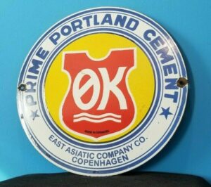 VINTAGE PRIME PORTLAND CEMENT PORCELAIN DENMARK GENERAL STORE GAS SERVICE SIGN 305905399158