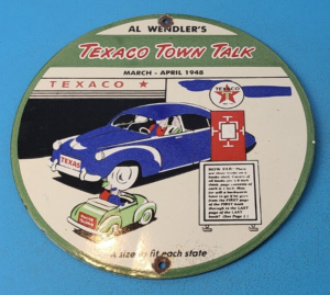 VINTAGE TEXACO GASOLINE PORCELAIN TOWN TALK GAS SERVICE STATION PETRO PUMP SIGN 305897008788