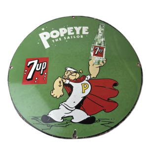 Vintage 7 Up Soda Sign - Advertisement Piggly General Store Porcelain Gas Sign