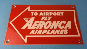 Vintage Aeronca Airplanes Sign Aviation Single Engine Gas Pump Porcelain Sign 305872169608